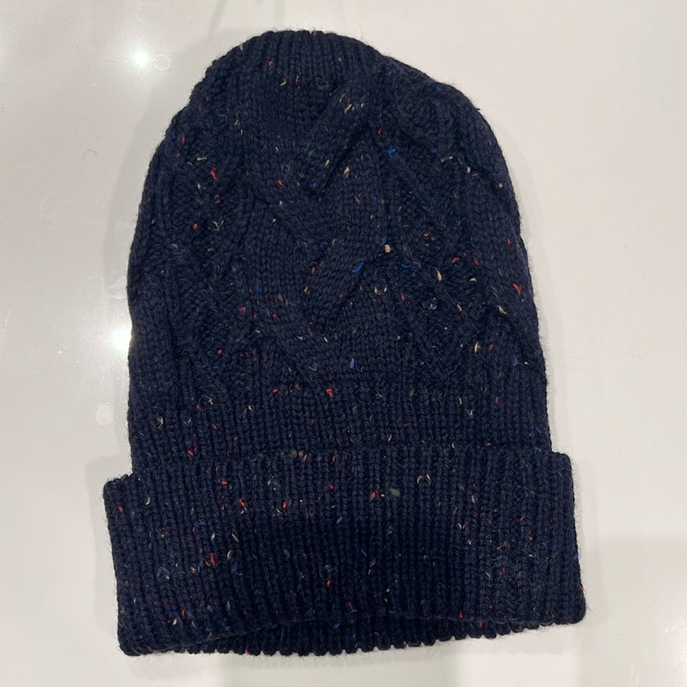 GiGi Knitwear chunky speckled merino wool navy beanie